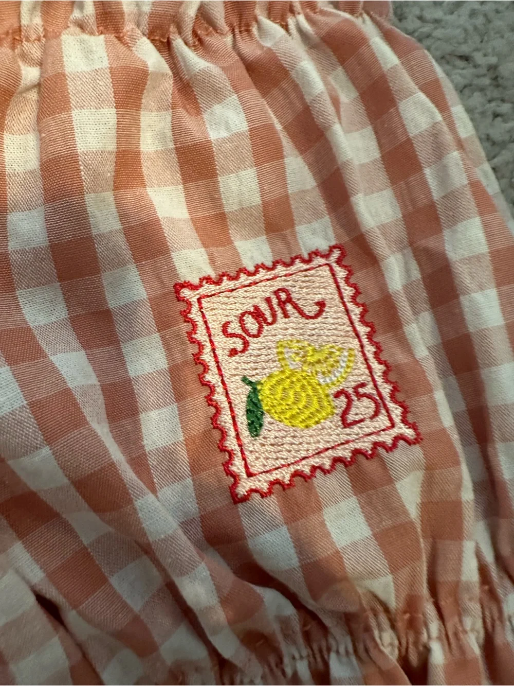 Free People Pink and White Gingham Smocked Shorts